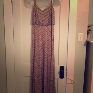 Adrianna Papell Beaded Blouson in Taupe/Blush